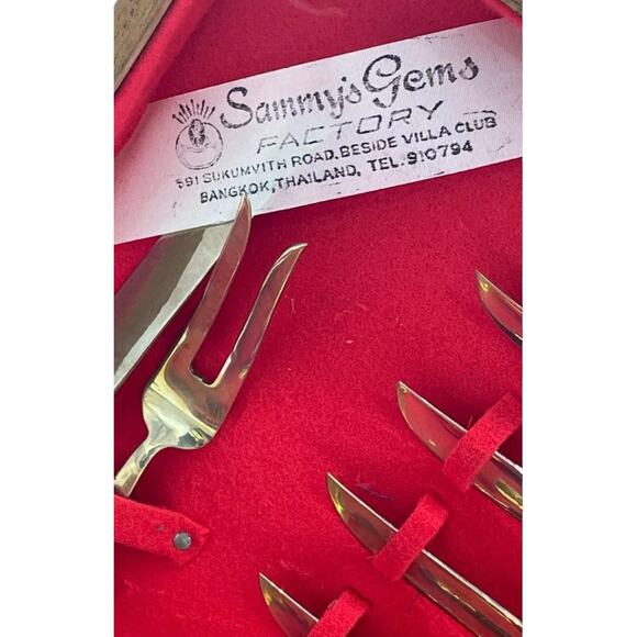 Vintage Siam Thailand 29-Piece Nickel Bronze Flatware Set in Velvet-Lined Box - Picture 4 of 11